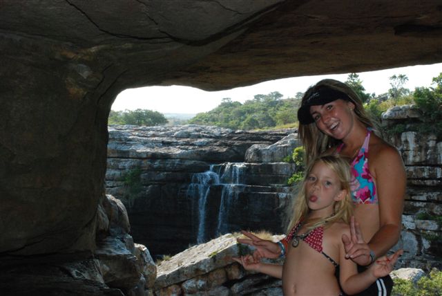 Kirstey and Hannah by a waterfall in Natal Kirstey and Hannah by a waterfall in Natal