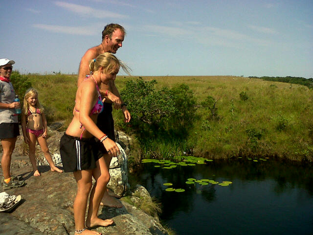 Peter and Kirstey cliff jumping in Natal - Team T-TBC Peter and Kirstey cliff jumping in Natal - Team T-TBC