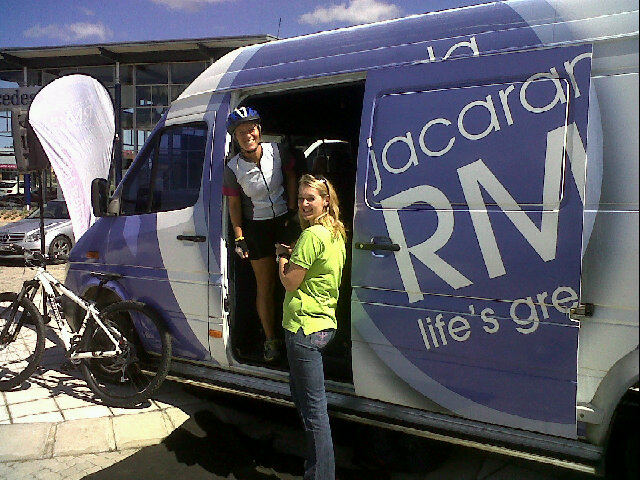 Kim on the jacaranda bus